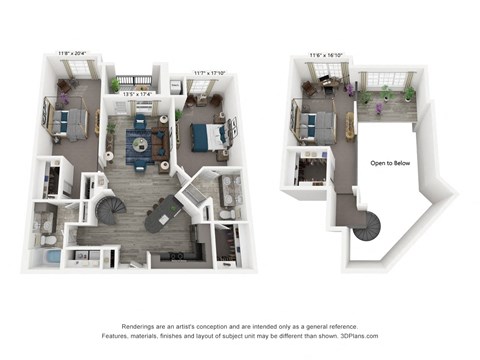 Floor plan for 2 beds, 2 baths, 1624 sqft